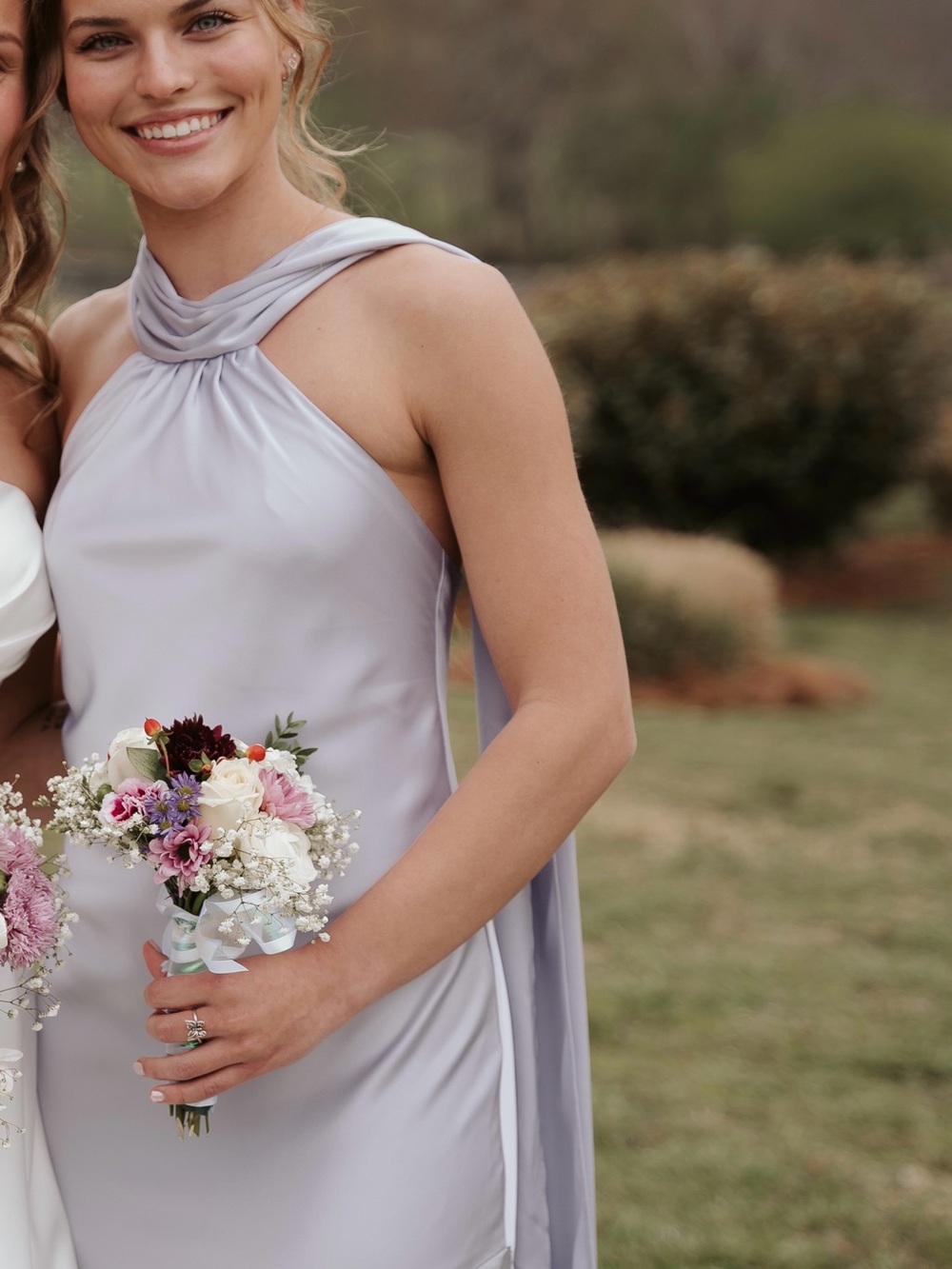 Birdy Grey One-Shoulder Gown in Soft Lavender